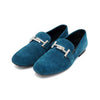 Tods Blue Suede Loafers with Silver Double T Logo AA56524 152317094 [P]