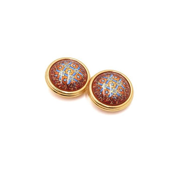 Hermes Enamel Red Cloisonne Printing Clip-On Earrings aa57692 152317184