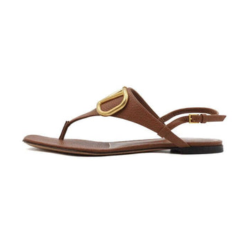 Valentino Brown Leather V Logo Flip Flop Sandals Women AA54571 152317197