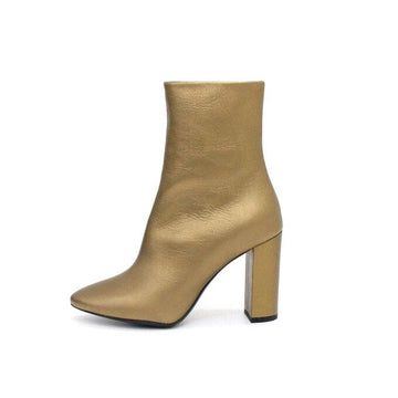Saint Laurent Gold Leather Women's Ankle Boots aa57821 152317234
