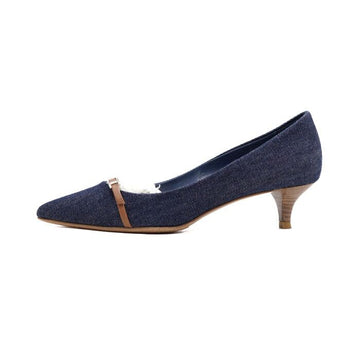 HERMES Hバックル LAUREN ローレン パンプス Veau Bleu デニム 女性用 シューズ aa53539 152317261