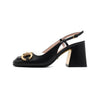 GUCCI ブラックレザー ホースビット ミドルヒール スリングバックパンプス レディースシューズ aa55135 152317301 [P]