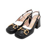 GUCCI ブラックレザー ホースビット ミドルヒール スリングバックパンプス レディースシューズ aa55135 152317301 [P]