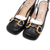 GUCCI ブラックレザー ホースビット ミドルヒール スリングバックパンプス レディースシューズ aa55135 152317301 [P]