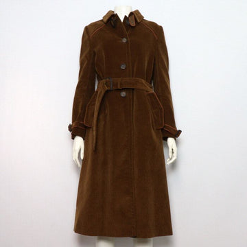 PRADA コットンコーデュロイブラウン女性ベルト付きコートジャケット P644GI 152317354