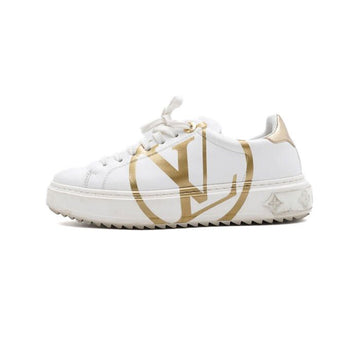 Louis Vuitton White Leather Gold Circle Logo Timeout Women Sneakers AA60013 152317355