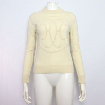 HERMES キャッシュミア混合ベージュニットTシャツ 4E2604D1 Hリフト 152317438