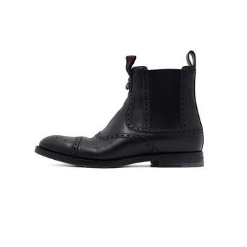 Gucci Brogue 414124 Black Leather Chelsea Boots for Men aa59628 152317475