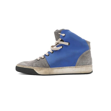 LANVIN ブルーグレー スウェード ハイトップ メンズ スニーカー aa57642 152317569