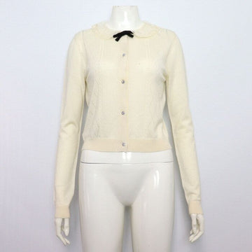 Miu Miu Lace Bow Cashmere SETA Crystal Button Women's Cardigan aa60726 152317587