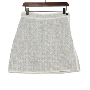 Dior Sky Blue Cotton Blend Tweed Knit Macro Cannage Women's Skirt 524J03A7541 152317594