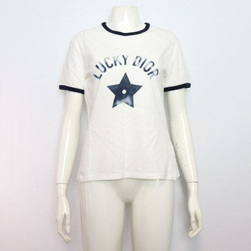 DIOR Weißes Leinenbaumwoll-Lucky Damen T-Shirt 152317615