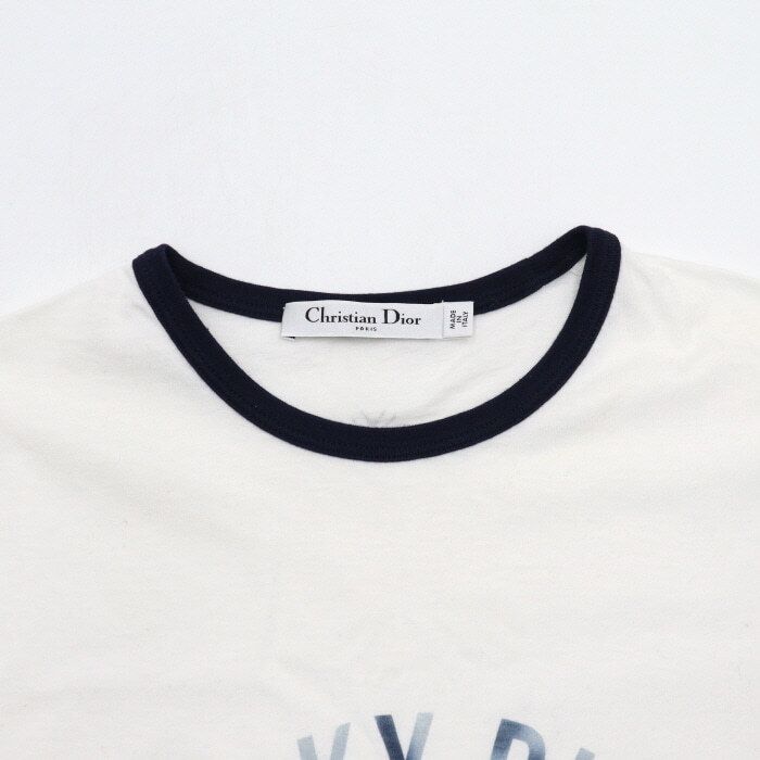 Dior White Linen Cotton Lucky Women's Short Sleeve T-Shirt
