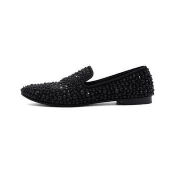 Giuseppe Zanotti Black Suede Crystal Studs Men's Slip-Ons aa58291 152317622