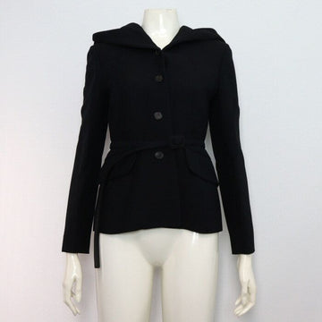 Dior Black Wool Silk Belted Hooded Women's Blazer Jacket 151V43A1166 152317720