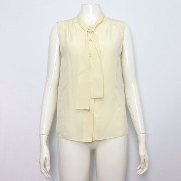 GUCCI アイボリー シルク ボウタイ ブラウス レディース ノースリーブ シャツ 737877 152317757