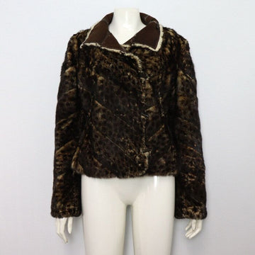 FENDI Leopard-Fell-Leder umkehrbare Damen-Mantel aa55871 152317888