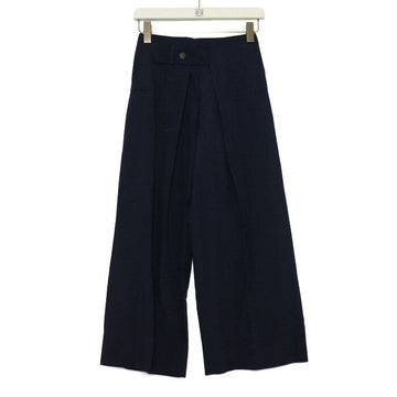 LOEWE ネイビーブルーウールシルク混紡ワイド女性パンツ aa58955 152317914