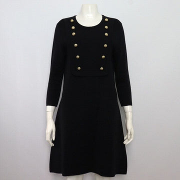 BURBERRY Damenkleid aus schwarzem Strick mit goldenen Knöpfen 4038445 152317940
