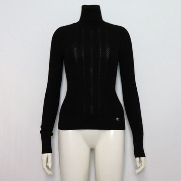 CHANEL レインボーCCロゴ ブラック カシミヤ プルオーバー レディース ニット P73873 152317962