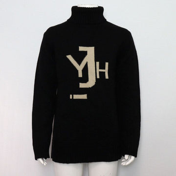 YOHJI YAMAMOTO ブラック レインウール プルオーバー ニット Tシャツ aa59749 152317526