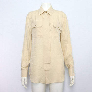 CELINE Seiden Bluse mit Allover-Logo-Stickerei und Schleife 2C774009R 152318040