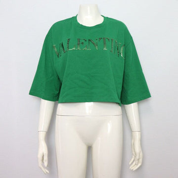 VALENTINO Grüne Pailletten Initialen Logo Damen Kurzarm Crop T-Shirt aa53278 152318045