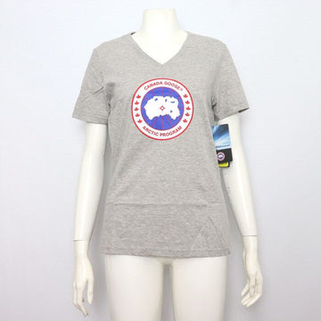 Canada Goose Gray Logo V-Neck Women's Short Sleeve T-Shirt 6114L 152318108