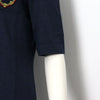 CHANEL Patch Logo Navy Wool Round Neck Short Sleeve Dress 46567 152318115 [P]