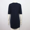 CHANEL Patch Logo Navy Wool Round Neck Short Sleeve Dress 46567 152318115 [P]