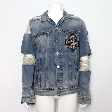 BALMAIN W8H3019T128B Wappen Patch Destroyed Zombie Herren Jeansjacke aa59062 152318217