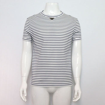 Prada White Cotton Stripe Triangle Logo Unisex T-shirt UJN824 152317620