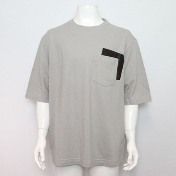HERMES グレー レザー ポケット メンズ 半袖 Tシャツ aa55556 152318373
