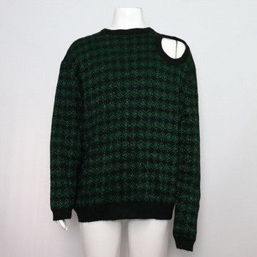 Raf Simons Green Wool Blend Checked Detail Unisex Round Neck Knit T-Shirt aa59801 152317889