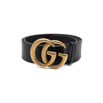 GUCCI ブラック ダブル G バックル ヴィンテージ ゴールド メンズ レザー ベルト 406831 152318516