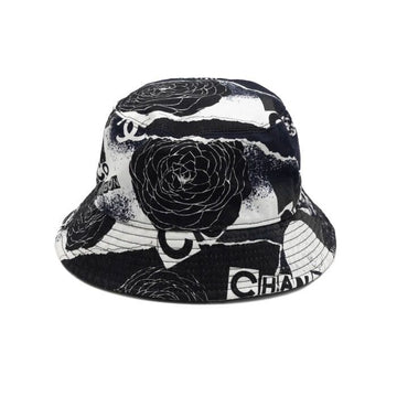 CHANEL Navy Logo Printed Cotton Bucket Hat Unisex aa55055 152318518