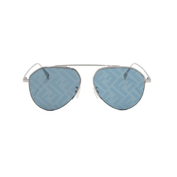 FENDI Shiny Silver FF Logo Aviator Sonnenbrille 40061U 152318599