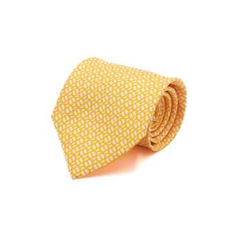 HERMES イエローシャンダルパターン100%シルクネクタイaa58731 152318688