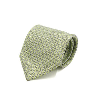 HERMES グリーン Hロゴパターン 100% シルク ネクタイ aa55797 152318695