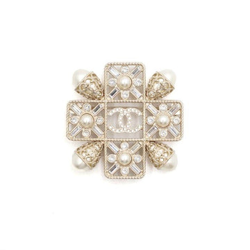 CHANEL Crystal CC Pearl Cross Square Brooch 19 Season AA53791 152318704
