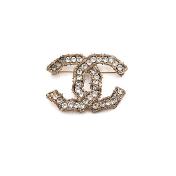 CHANEL Crystal CC Logo Gold Brooch 20th Season AA55018 152318777