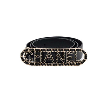CHANEL Veau Velours Belt with Gold Chain Logo Women AA6600 152318858