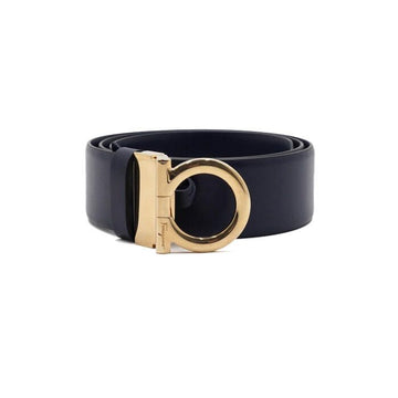 SALVATORE FERRAGAMO レザーシングルガンチーニネイビー金具女性ベルトaa58909 152318867