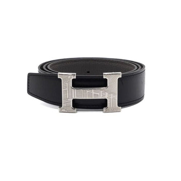 Hermes Reversible Leather Belt with Silver Buckle 57877 152318870