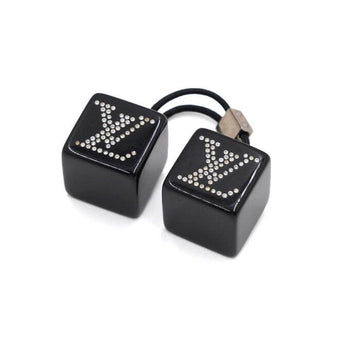 LOUIS VUITTON Schwarzes Cube Logo Kristall Haargummi aa57712 152318874