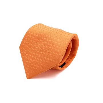 HERMES オレンジ Hロゴ 100% シルク ネクタイ aa55799 152318885