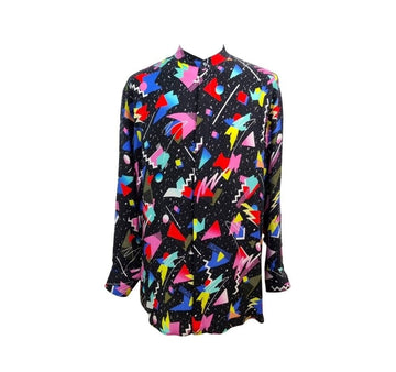 Balmain Geometric Print Shirt Black D8XKJ02B 152324453