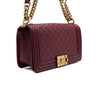 CHANEL ボーイ レッド ラムスキン ミディアム フラップ ゴールド チェーン ショルダーバッグ A67086 152554581 [P]