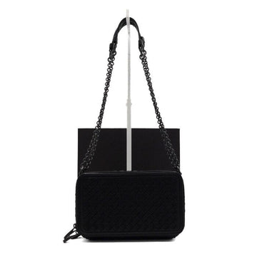 BOTTEGA VENETA ブラックナパイントレチャートダブルボックスカメラショルダーバッグ兼クロスバッグ 547305 152555053
