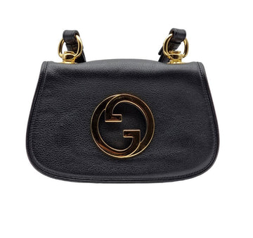 GUCCI Schwarze Kalbsleder Blondie Schultertasche mit goldener Kette 150786847
